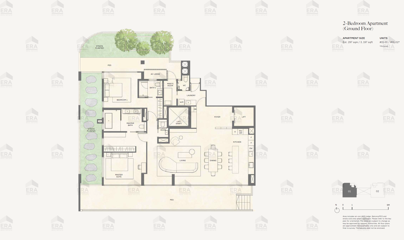2BR-PES · 3,197 sqft floor plan