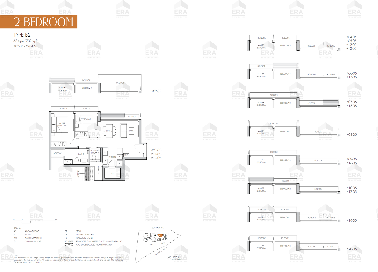B2 · 732 sqft floor plan