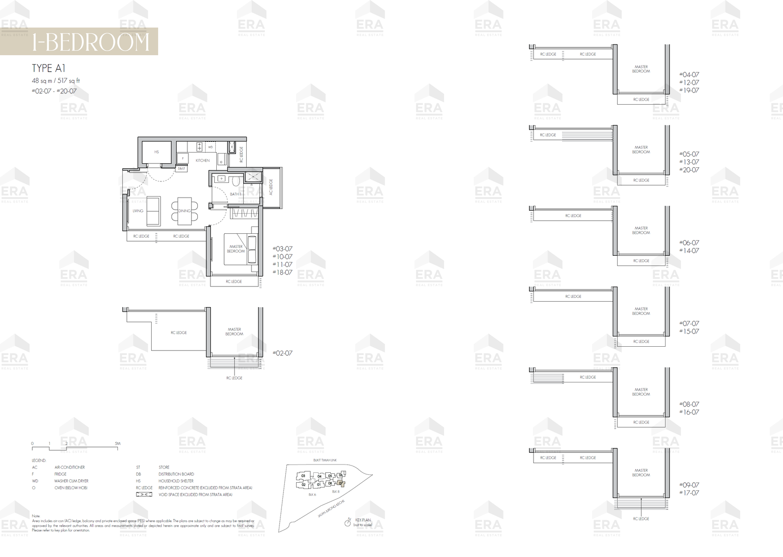 A1 · 517 sqft floor plan