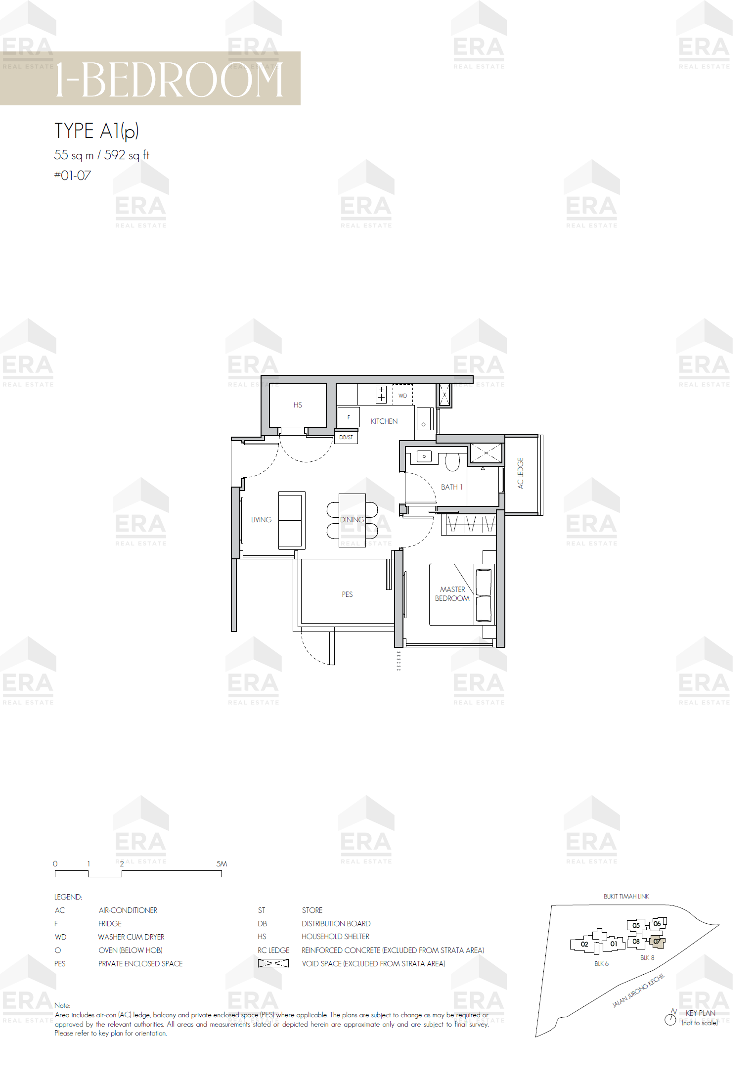 A1(p) · 592 sqft floor plan