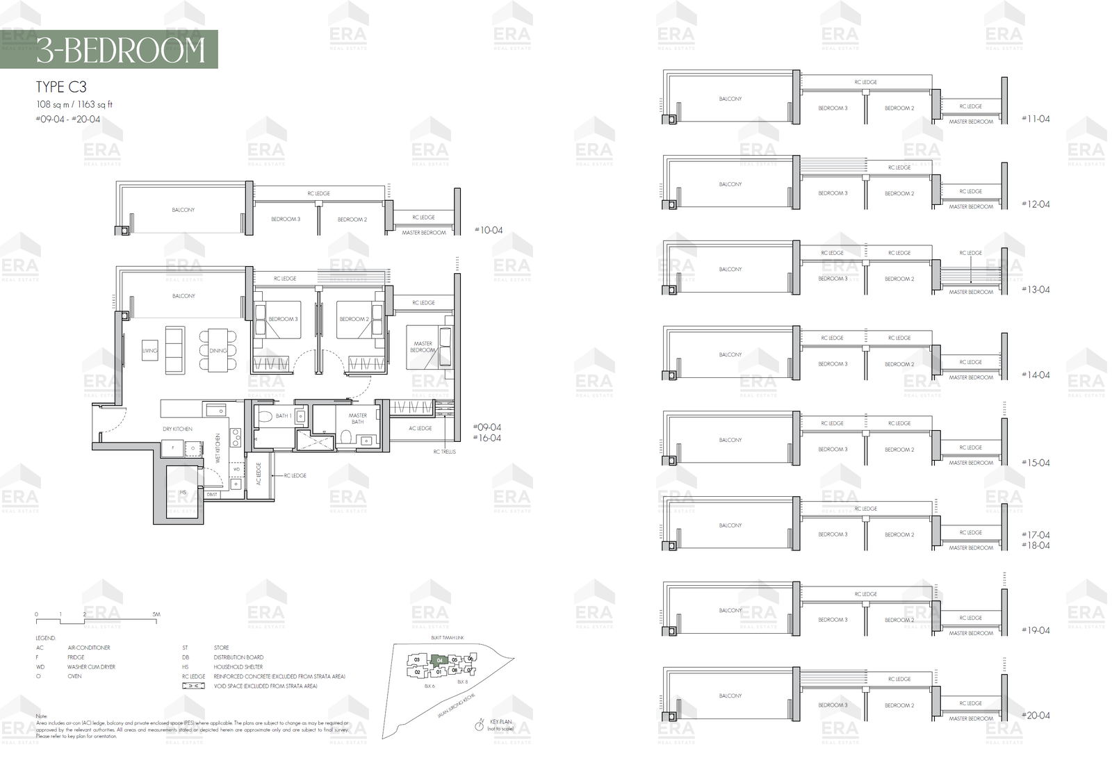 C3 · 1,163 sqft floor plan