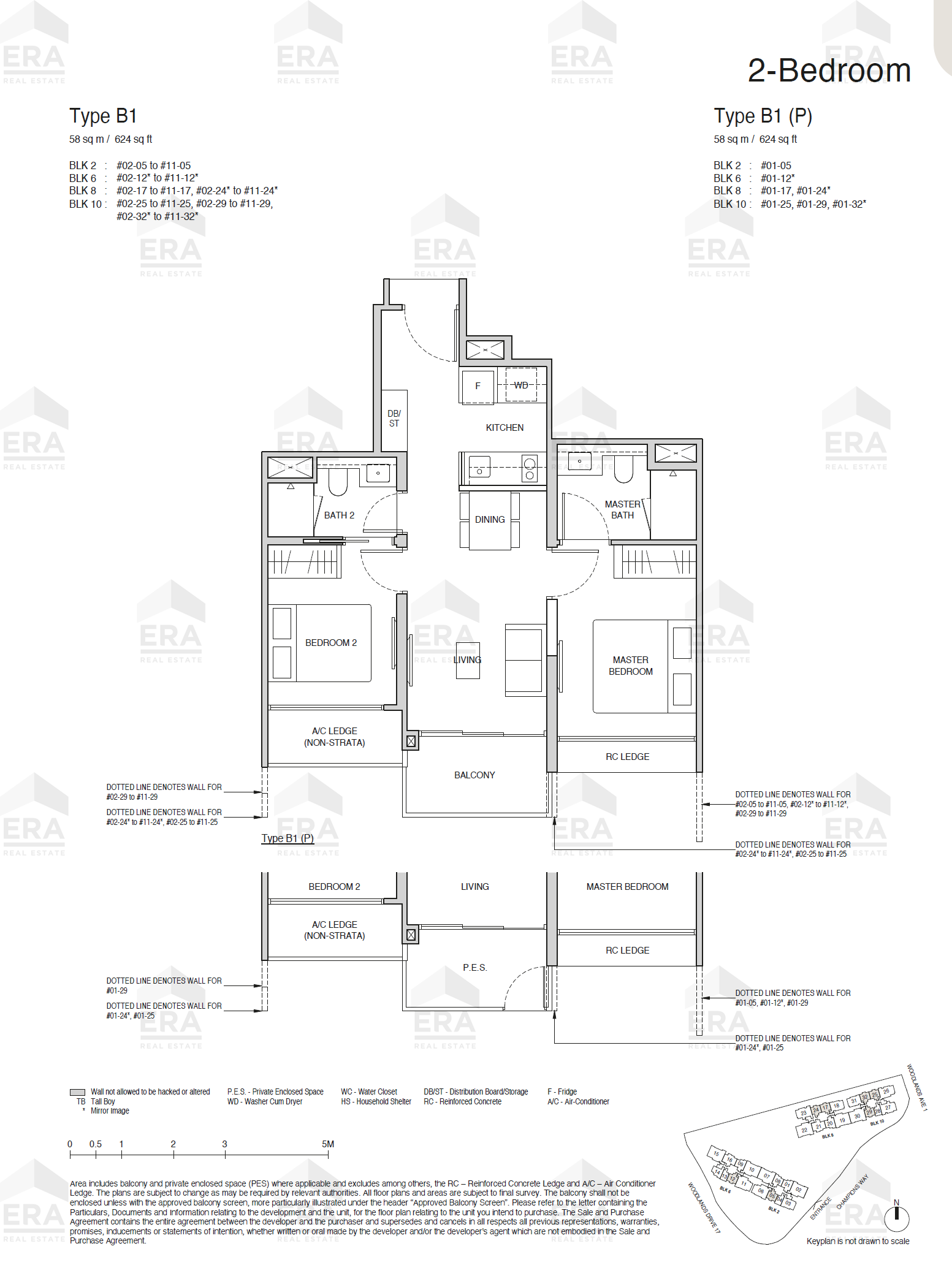 B1(P) · 624 sqft floor plan