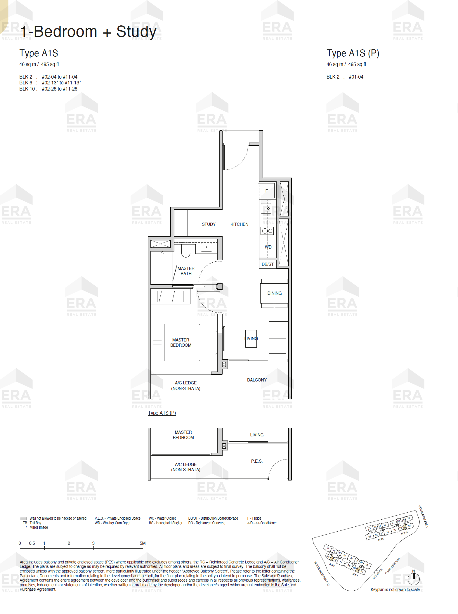 A1S(P) · 495 sqft floor plan
