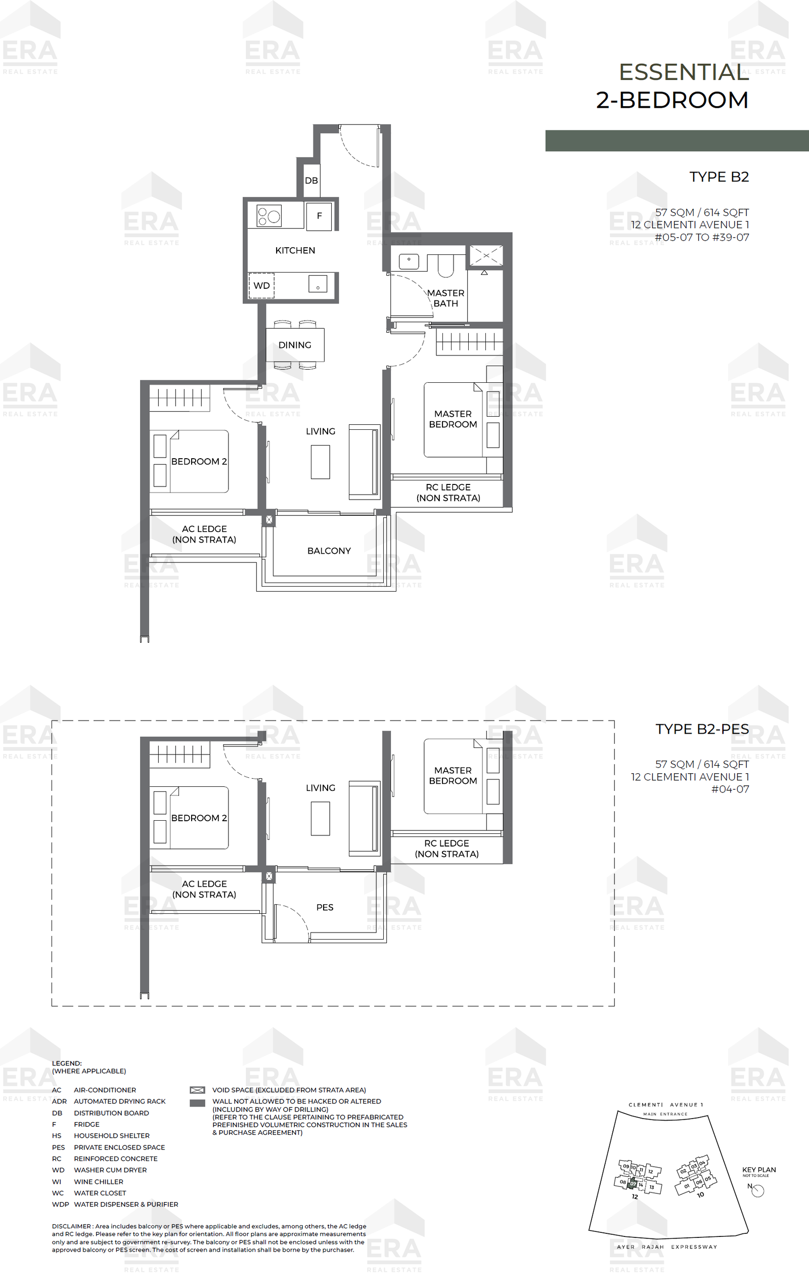 B2 · 614 sqft floor plan