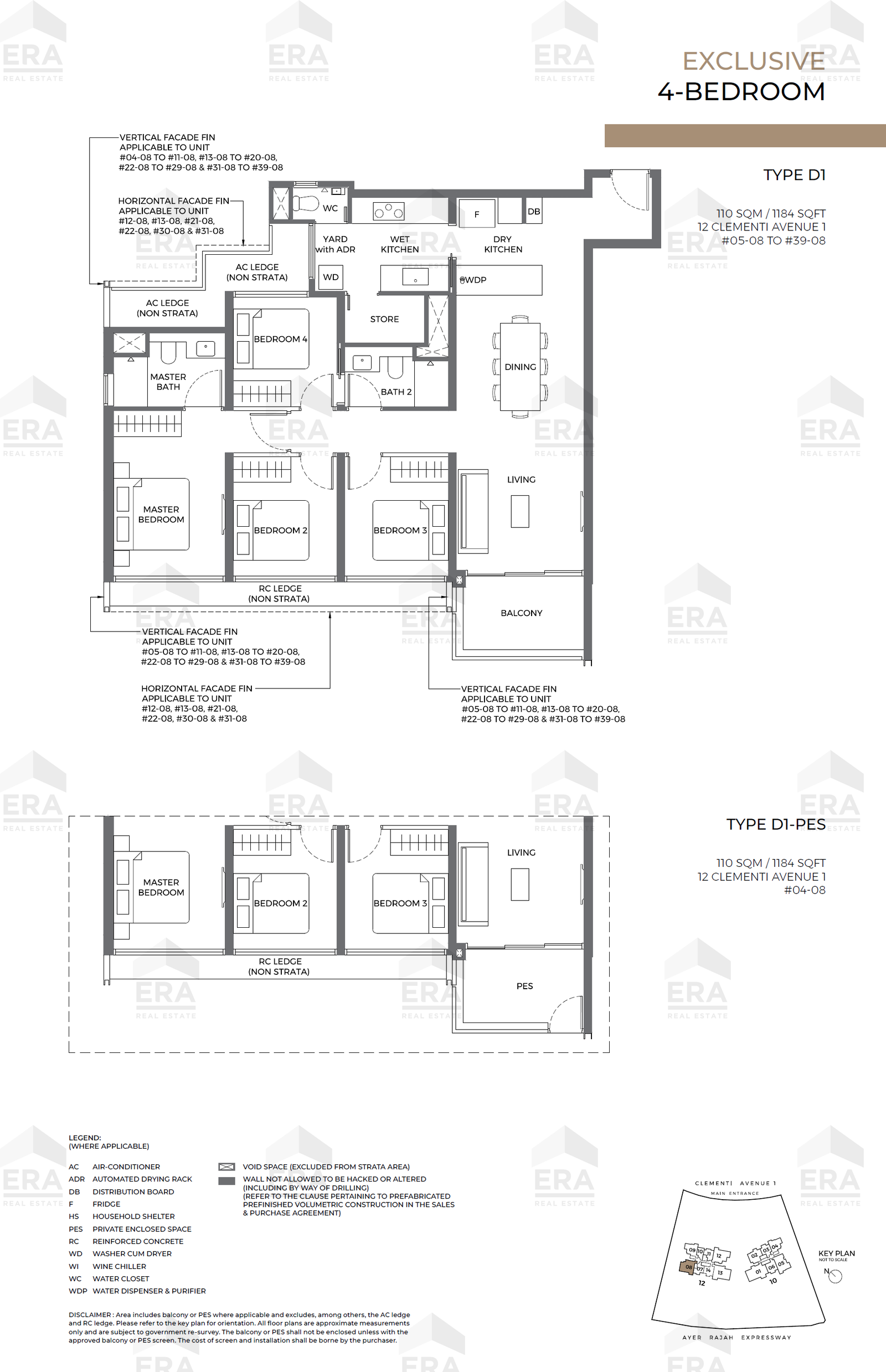 D1-PES · 1,184 sqft floor plan