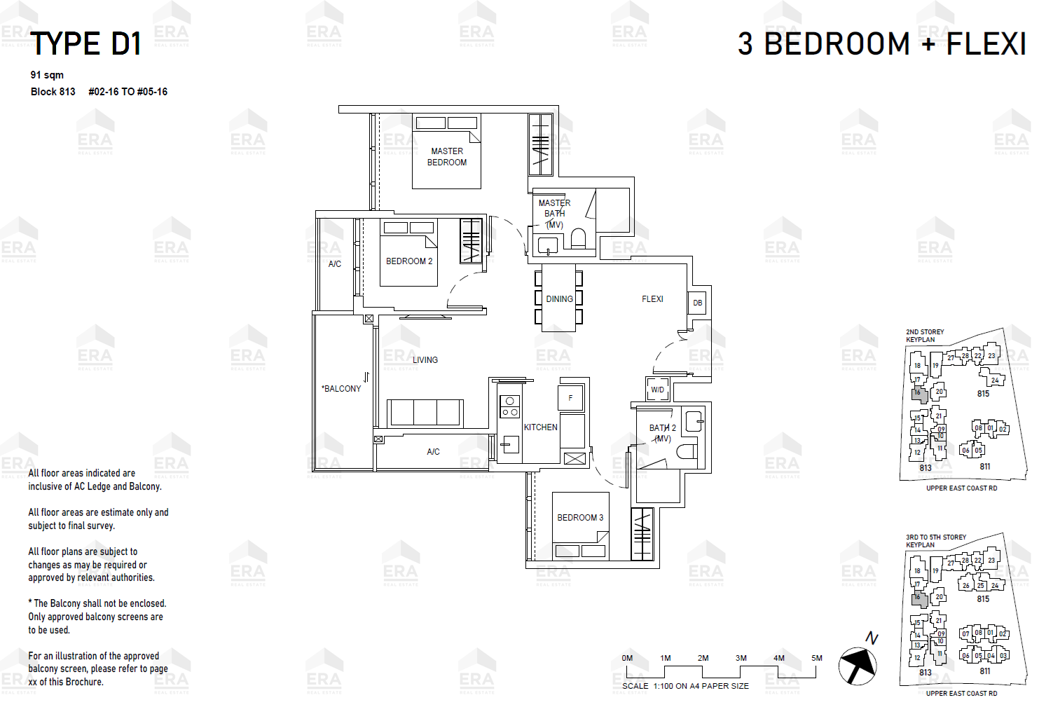D1 · 980 sqft floor plan