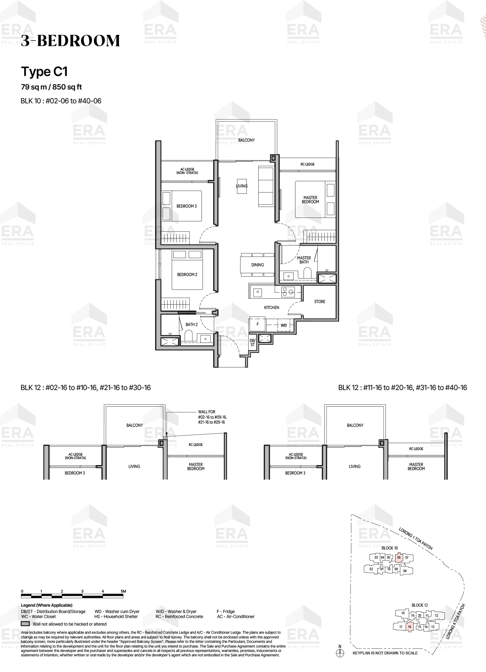 C1 · 850 sqft floor plan