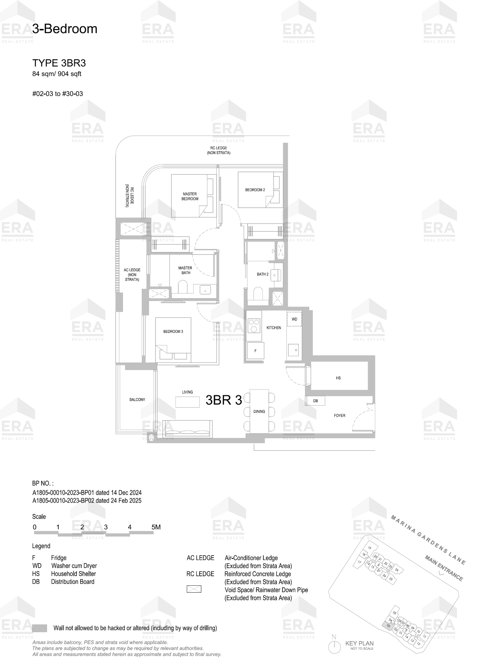 3BR3 · 904 sqft floor plan