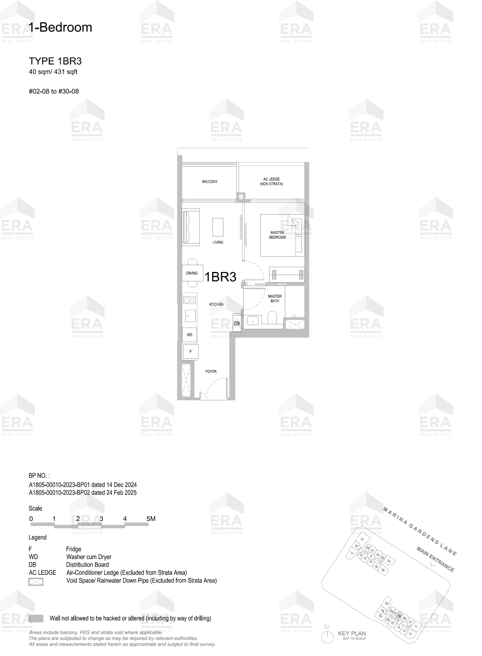 1BR3 · 431 sqft floor plan