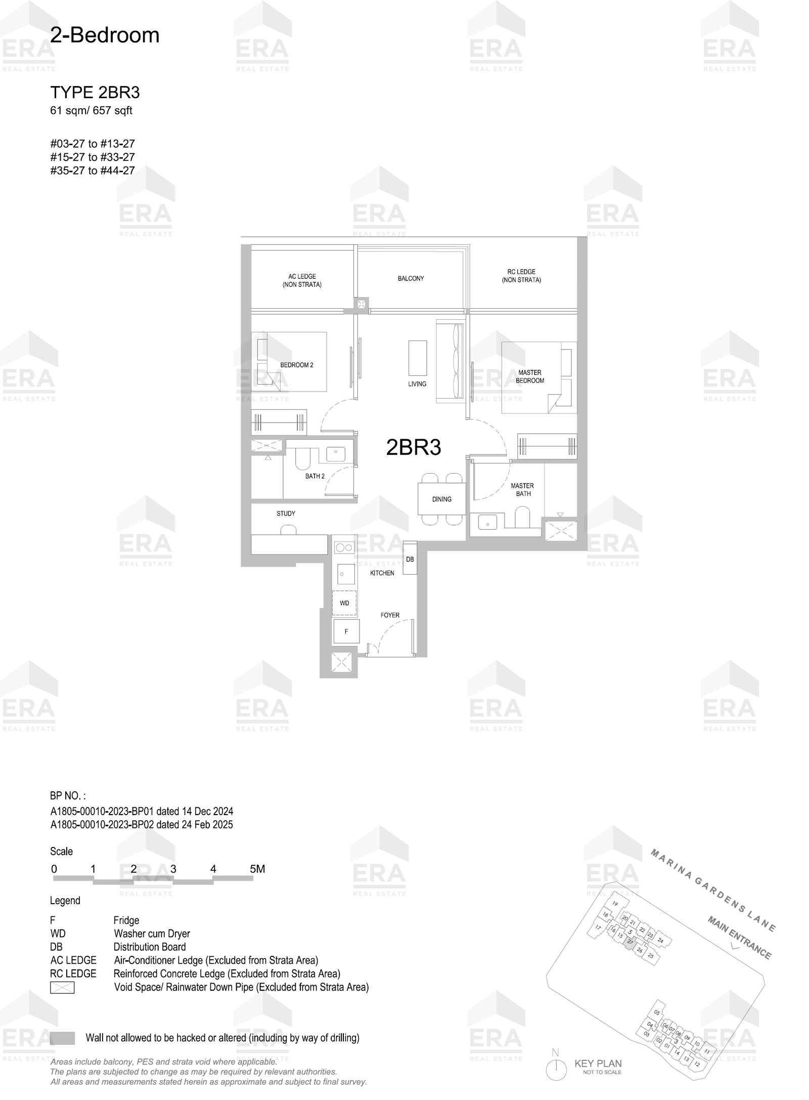 2BR3 · 657 sqft floor plan