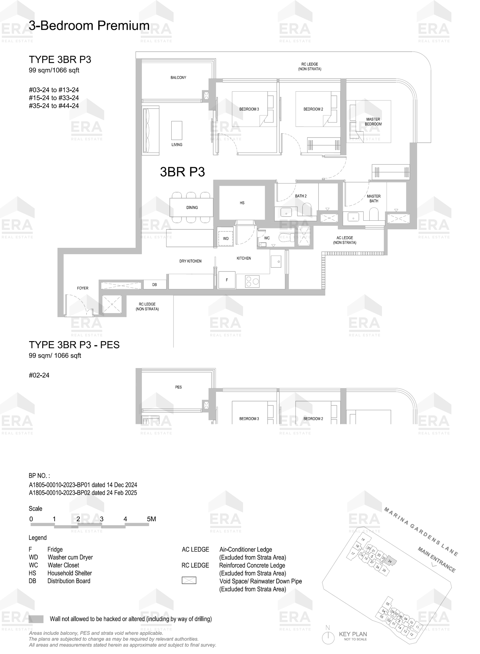 3BR P3-PES · 1,066 sqft floor plan