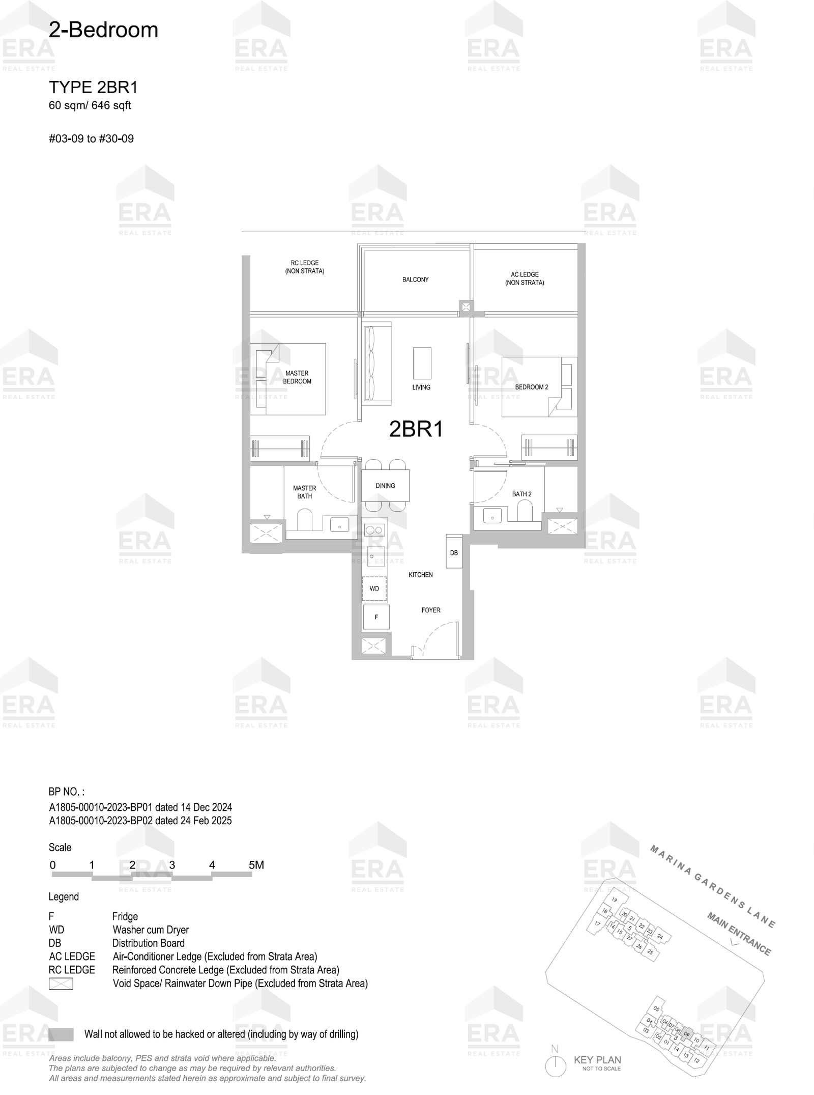 2BR1 · 646 sqft floor plan