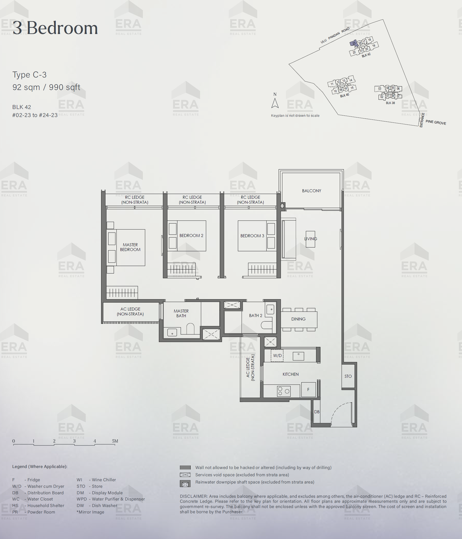 C-3 · 990 sqft floor plan