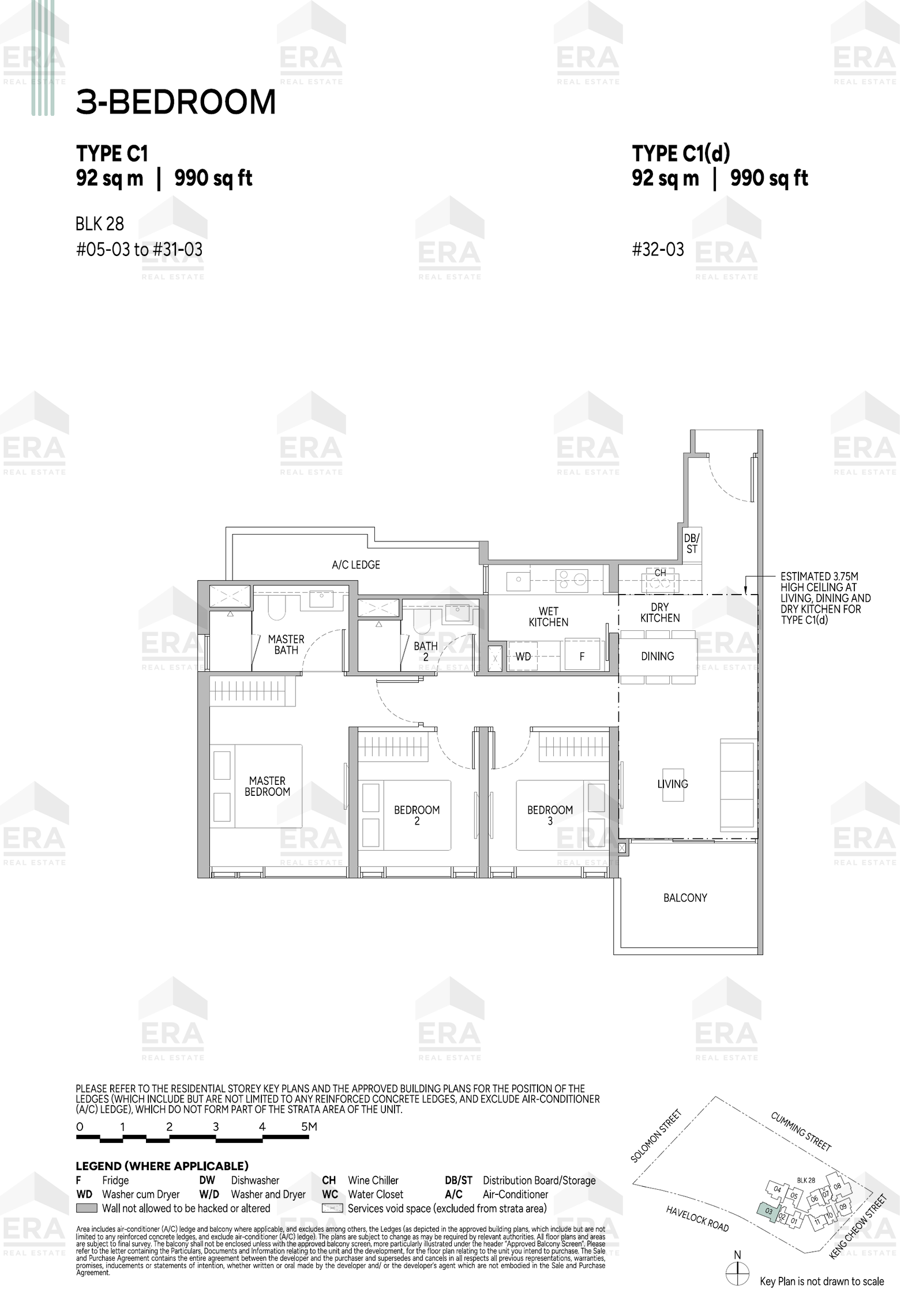 C1(d) · 990 sqft floor plan