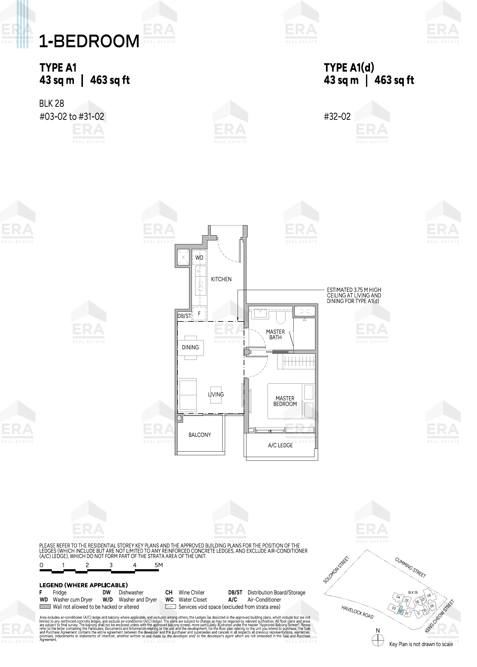 A1(d) · 463 sqft floor plan