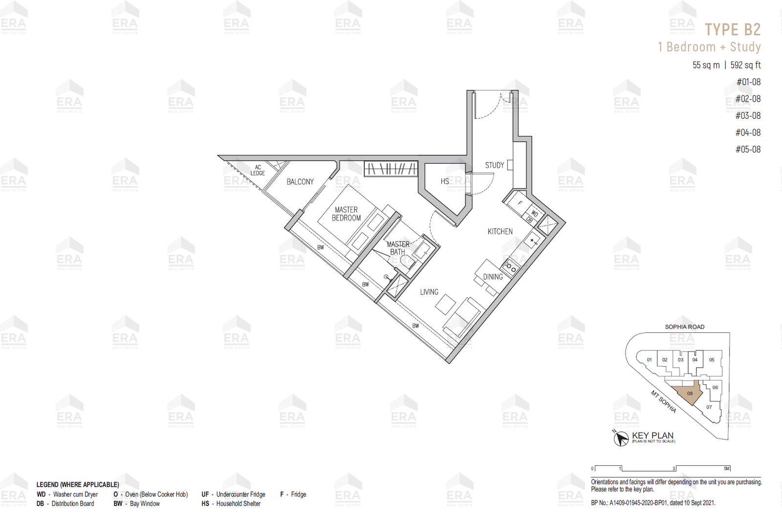 B2 · 592 sqft floor plan