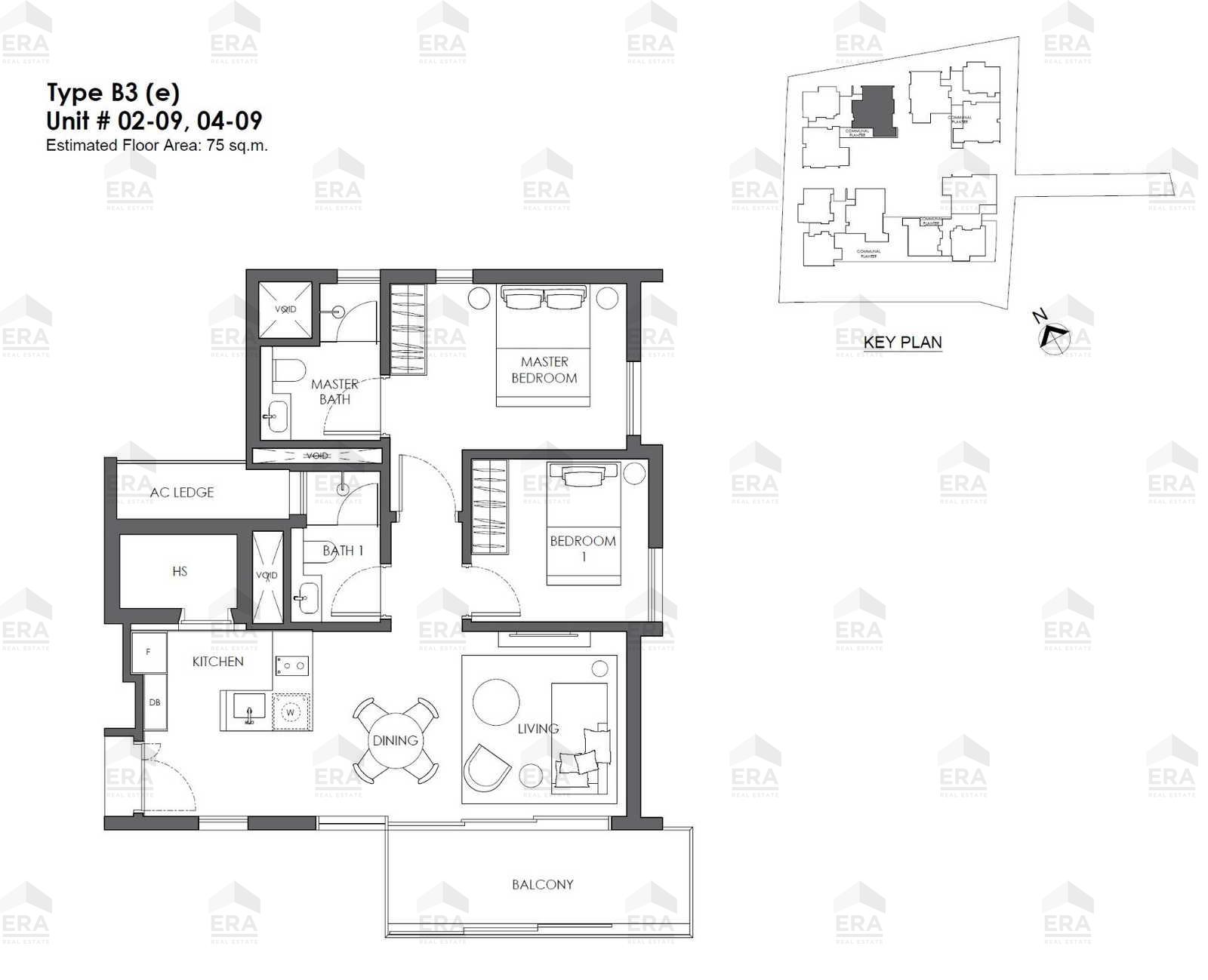 B3e · 807 sqft floor plan