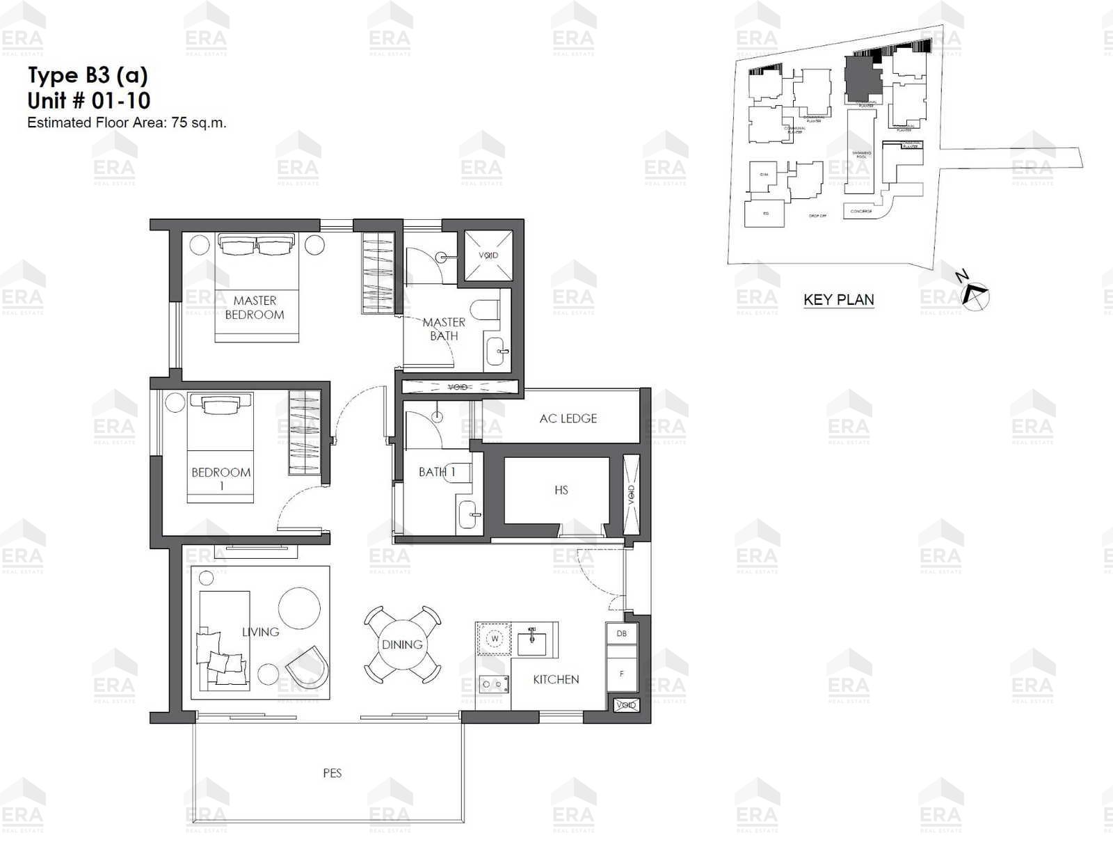 B3a · 807 sqft floor plan