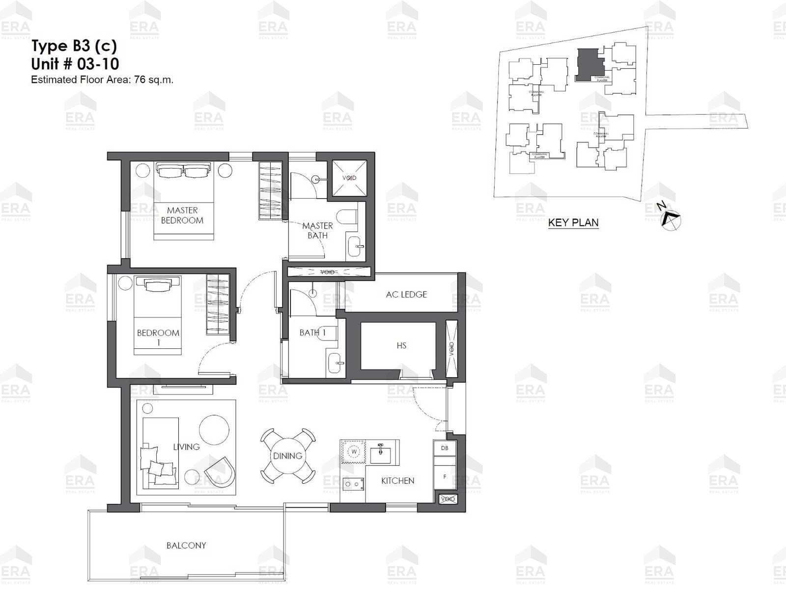B3c · 818 sqft floor plan