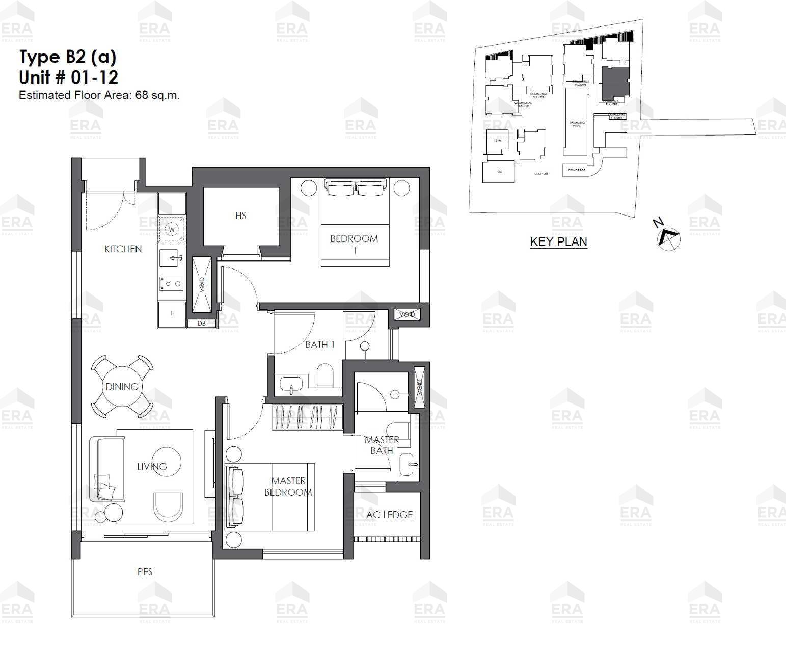 B2a · 732 sqft floor plan