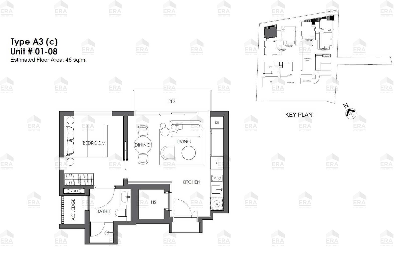 A3c · 495 sqft floor plan
