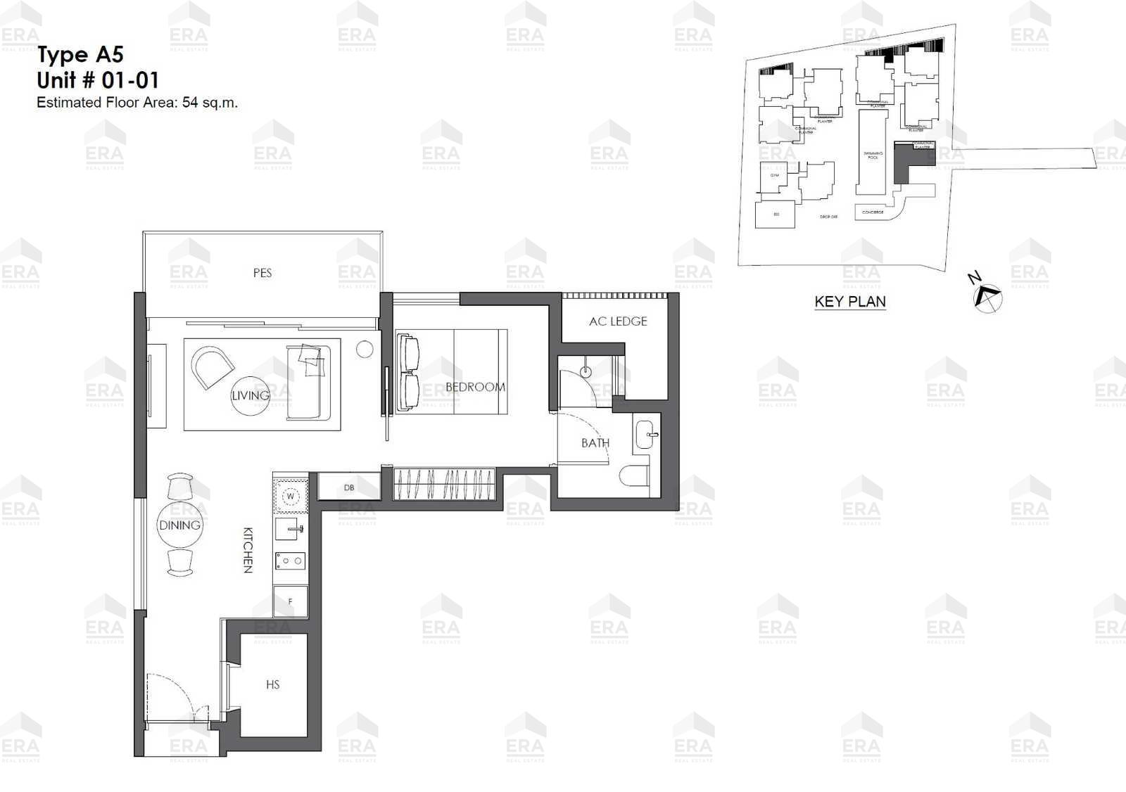 A5 · 581 sqft floor plan