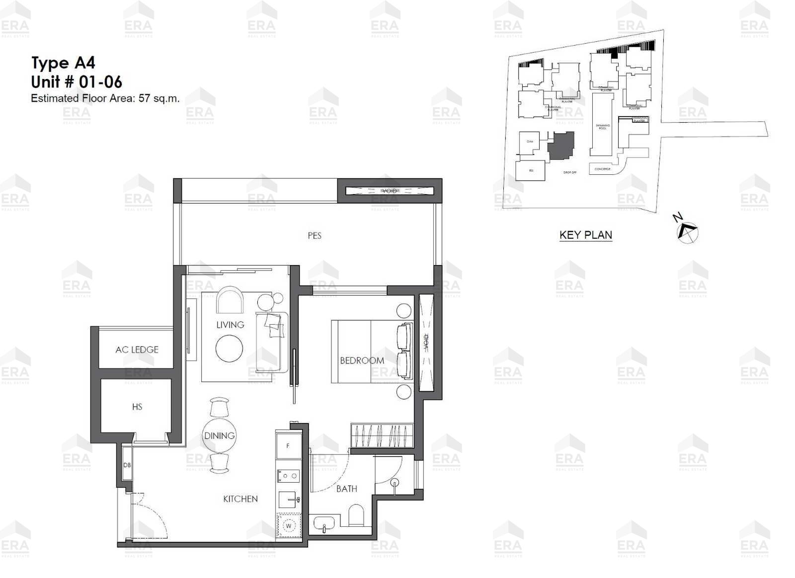 A4 · 614 sqft floor plan