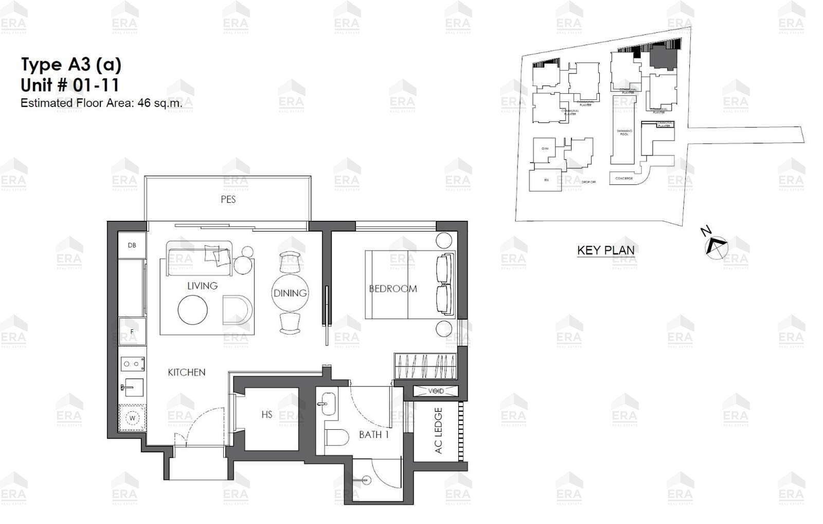 A3a · 495 sqft floor plan
