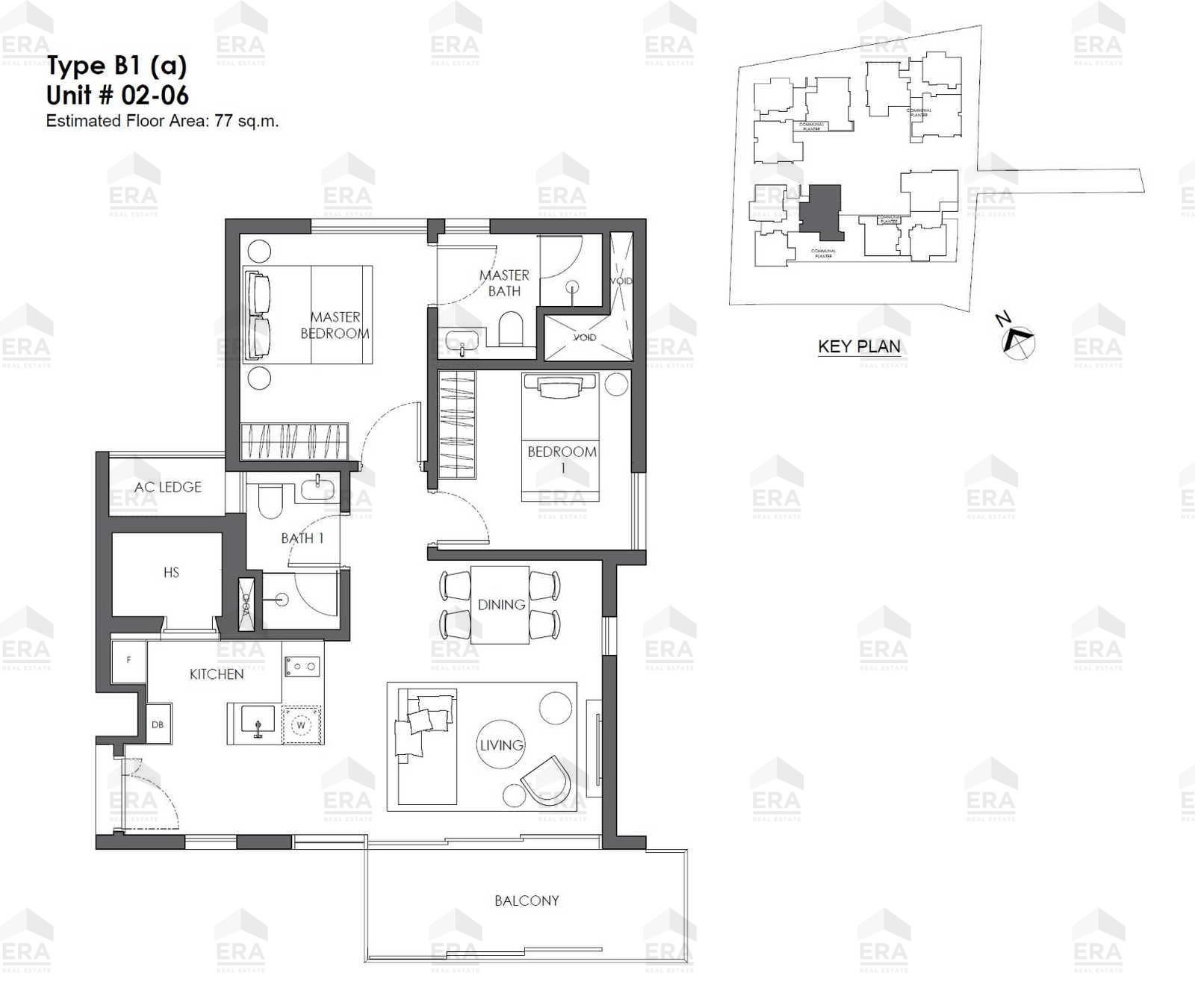 B1a · 829 sqft floor plan