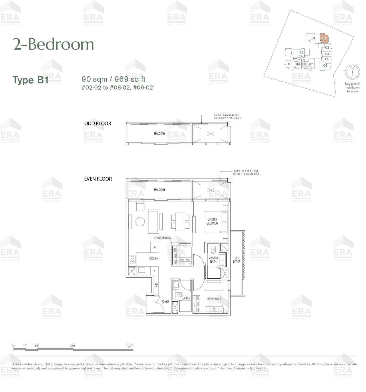 B1 · 969 sqft floor plan
