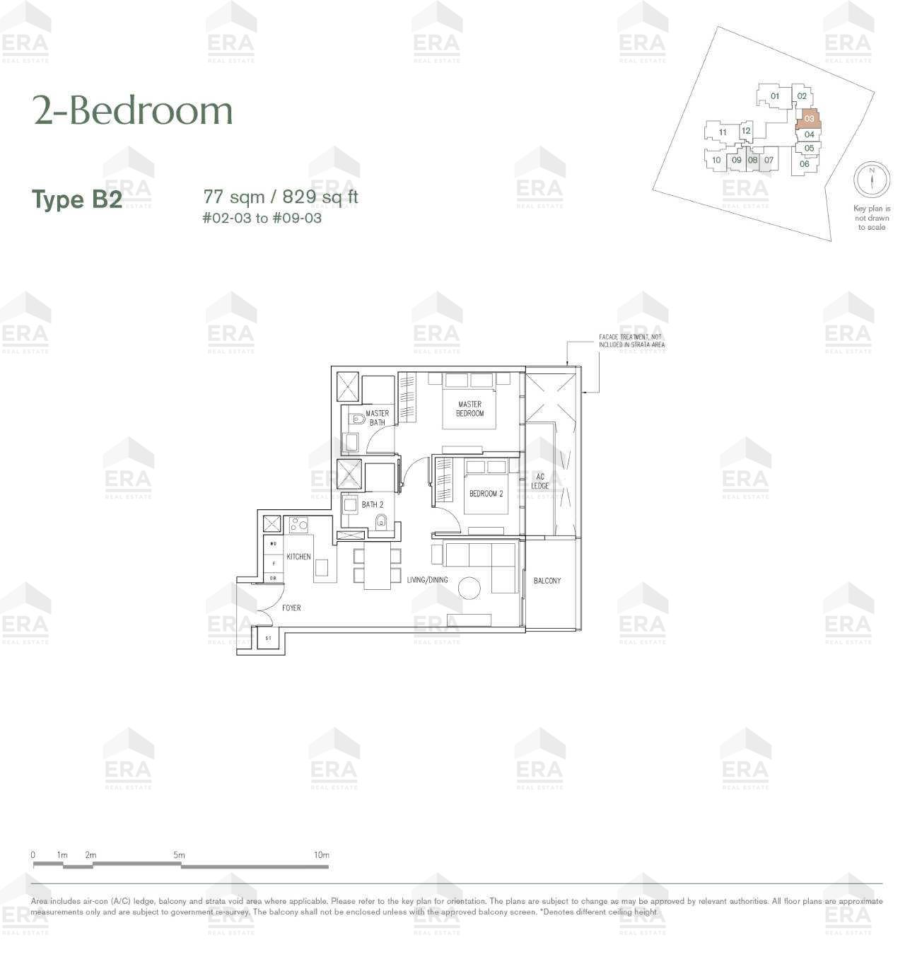 B2 · 829 sqft floor plan