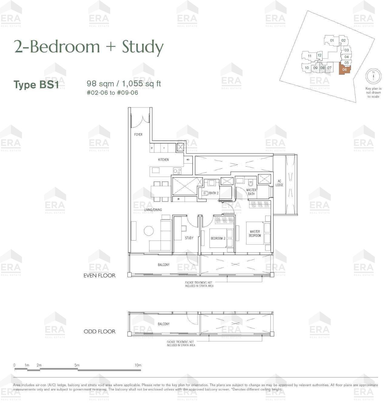 BS1 · 1,055 sqft floor plan