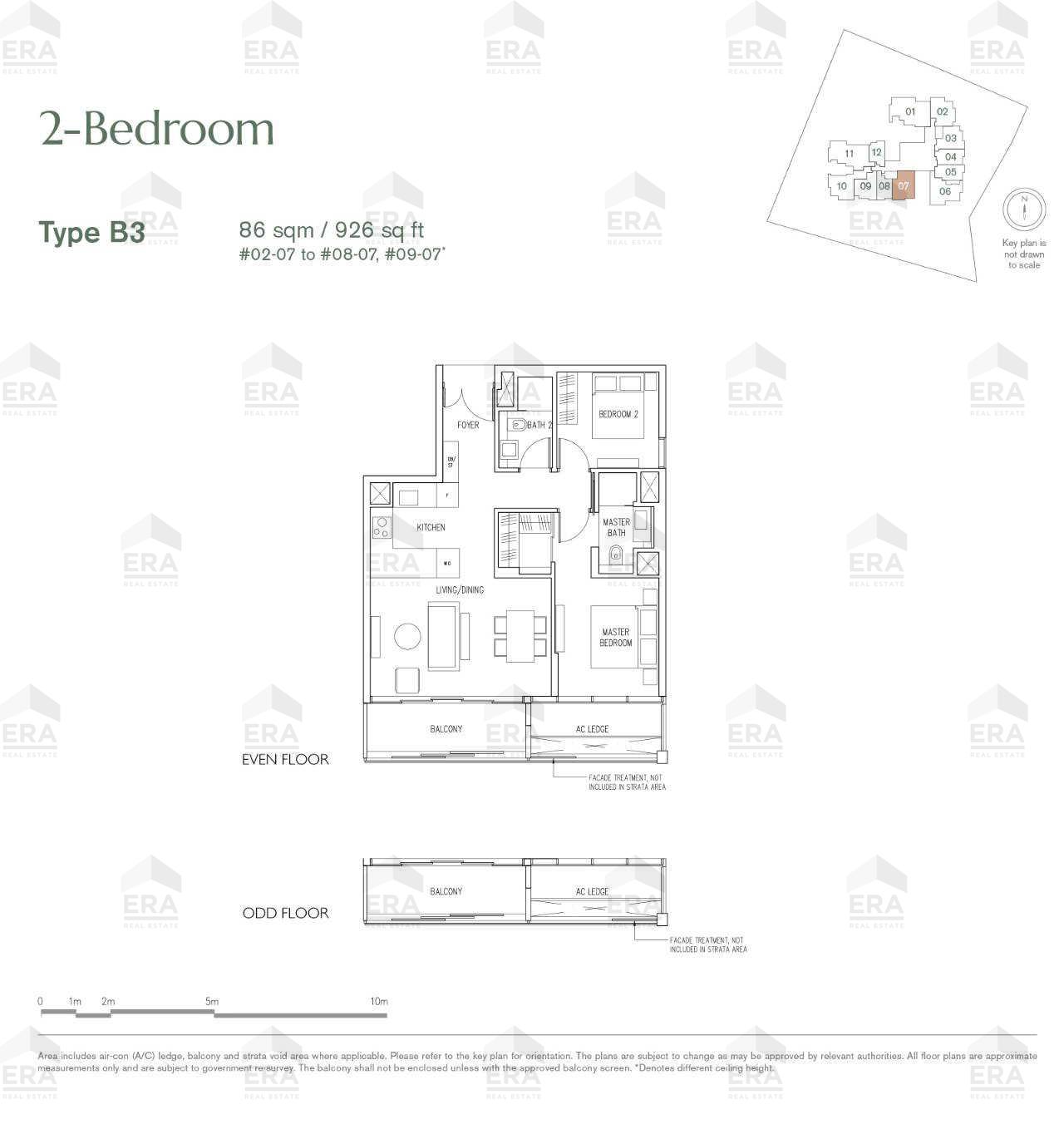 B3 · 926 sqft floor plan