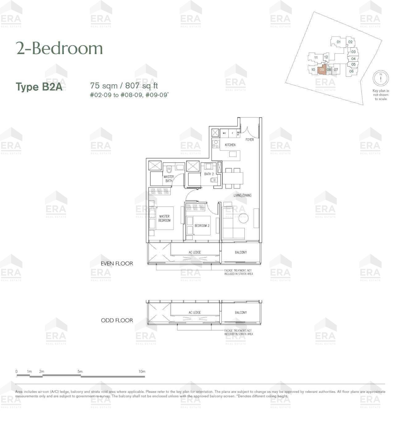 B2A · 807 sqft floor plan
