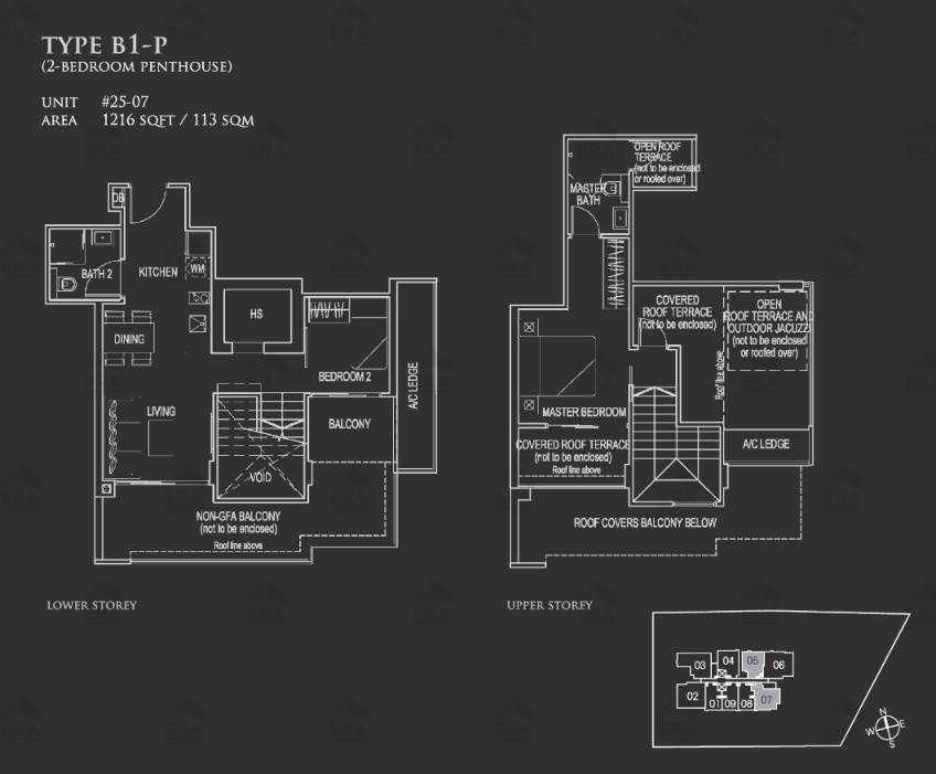 B1-P · 1,216 sqft floor plan