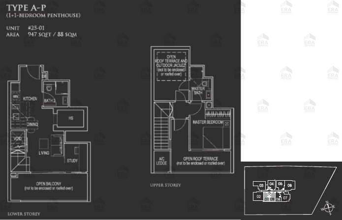 A-P · 947 sqft floor plan