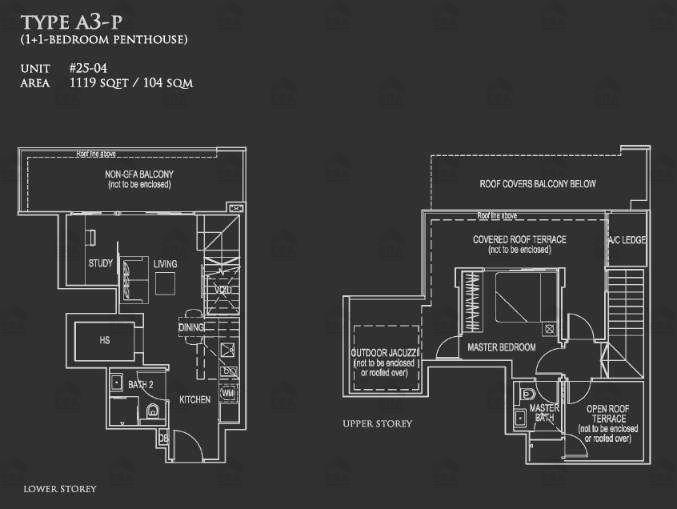 A3-P · 1,119 sqft floor plan