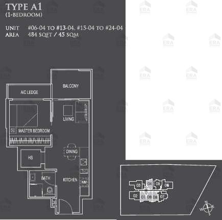 A1 · 484 sqft floor plan
