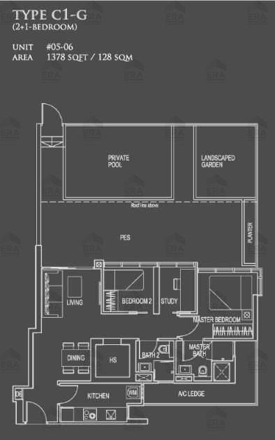 C1-G · 1,378 sqft floor plan