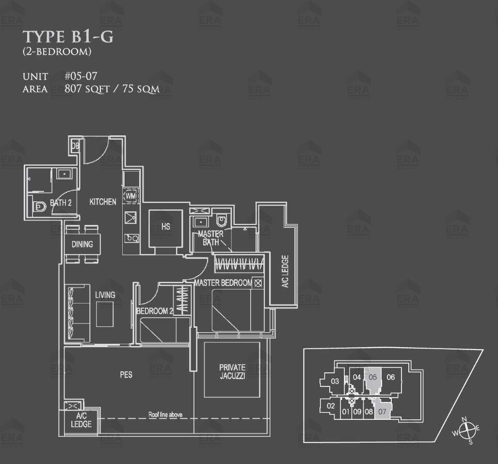 B1-G · 807 sqft floor plan
