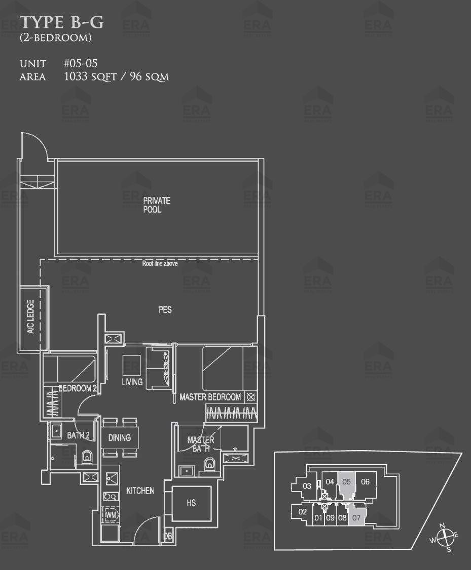 B-G · 1,033 sqft floor plan