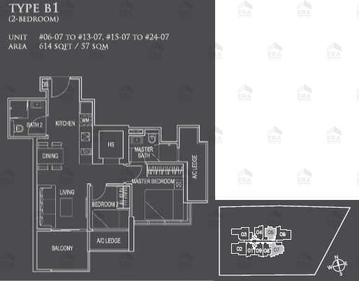 B1 · 614 sqft floor plan