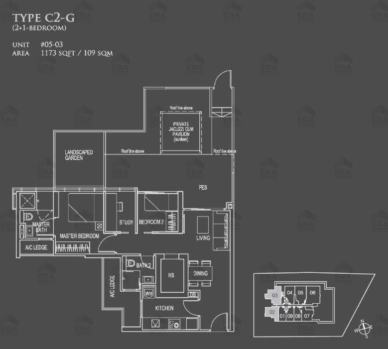 C2-G · 1,173 sqft floor plan