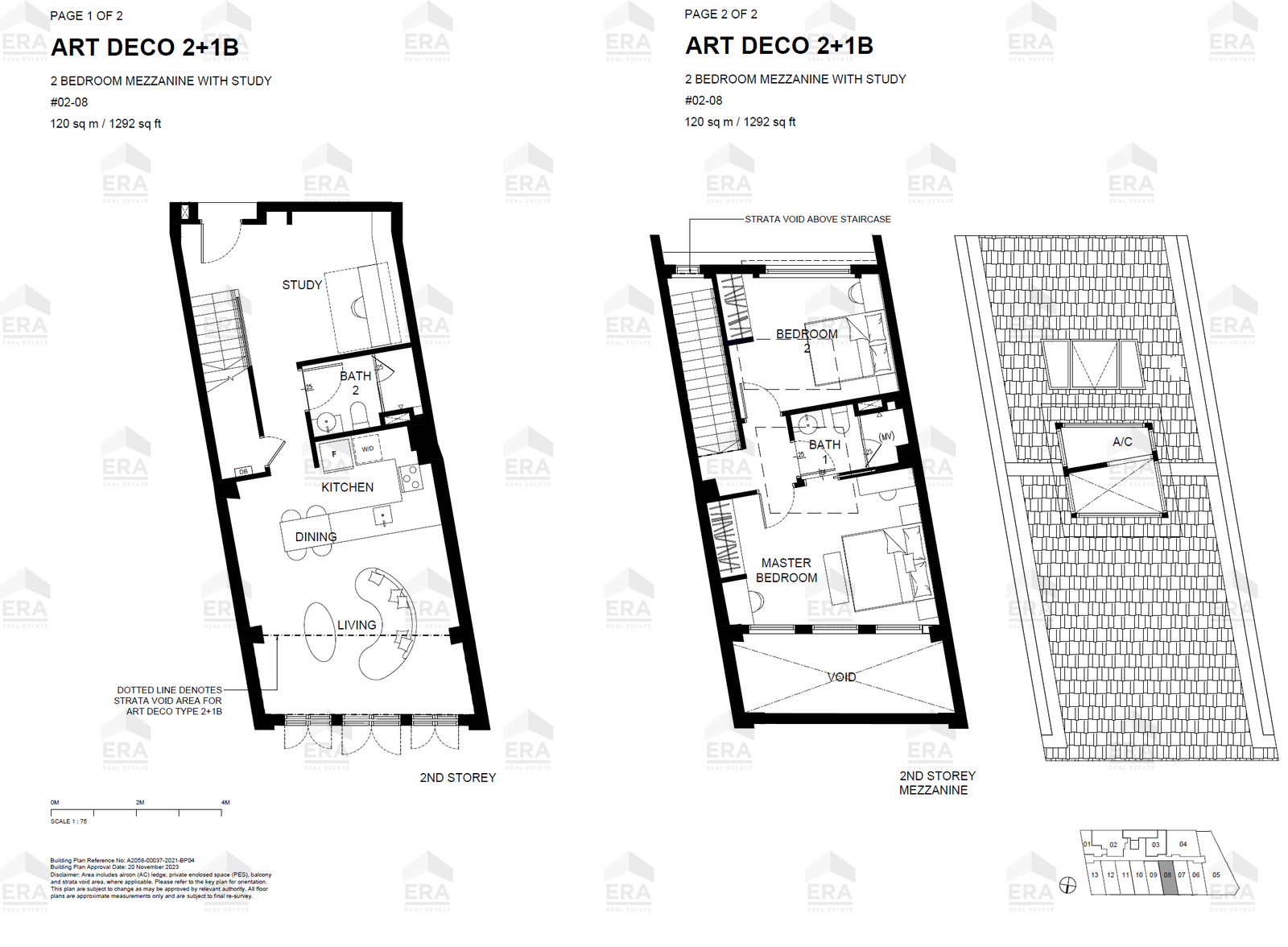 ART DECO 2+1B #02-08 · 1,292 sqft floor plan