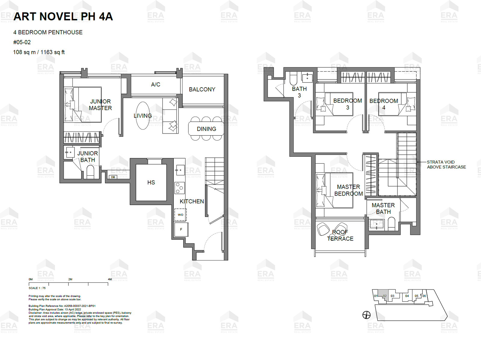 ART NOVEL PH4A · 1,163 sqft floor plan