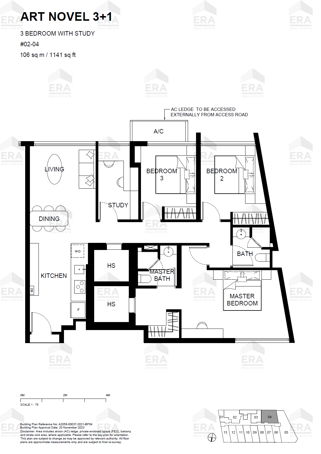 ART NOVEL 3+1 · 1,141 sqft floor plan