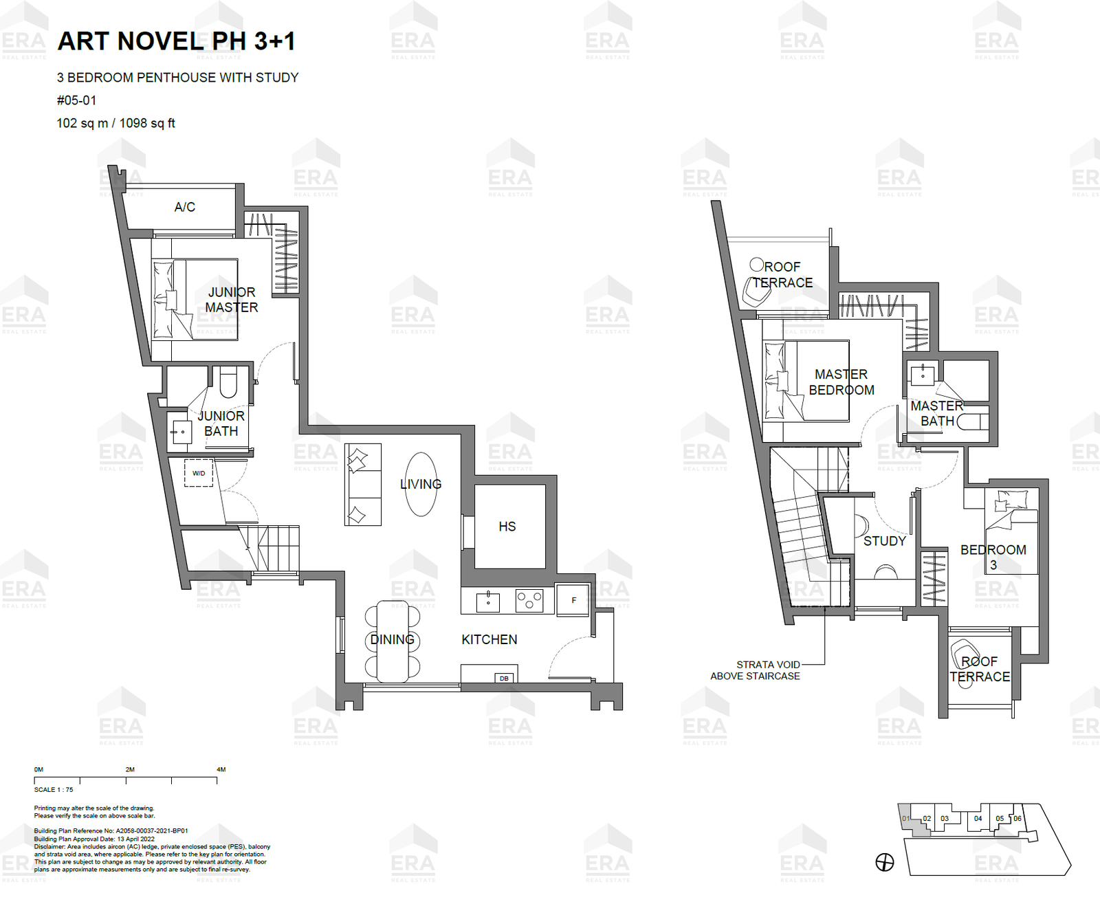 ART NOVEL PH3+1 · 1,098 sqft floor plan