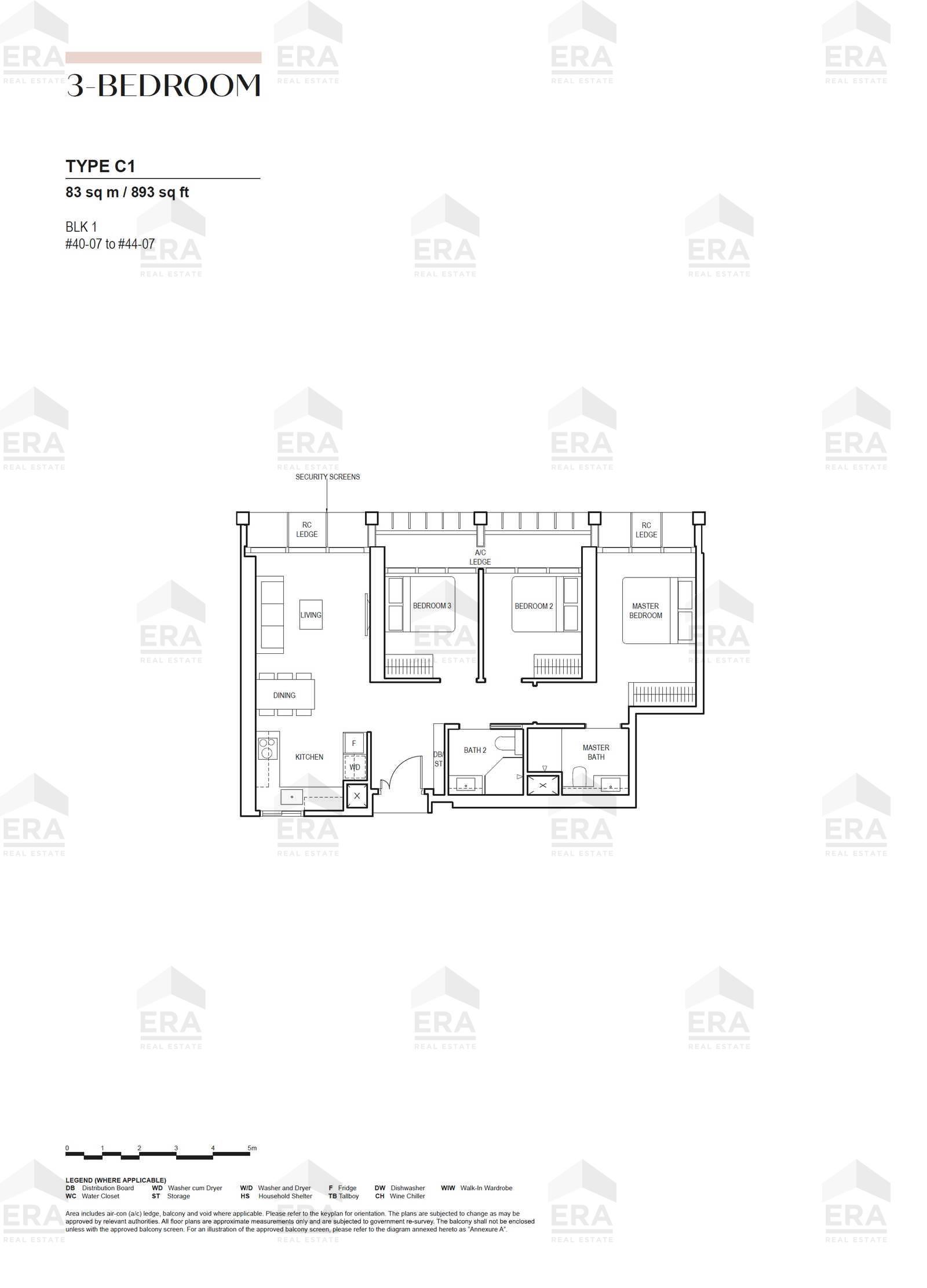 C1 · 893 sqft floor plan