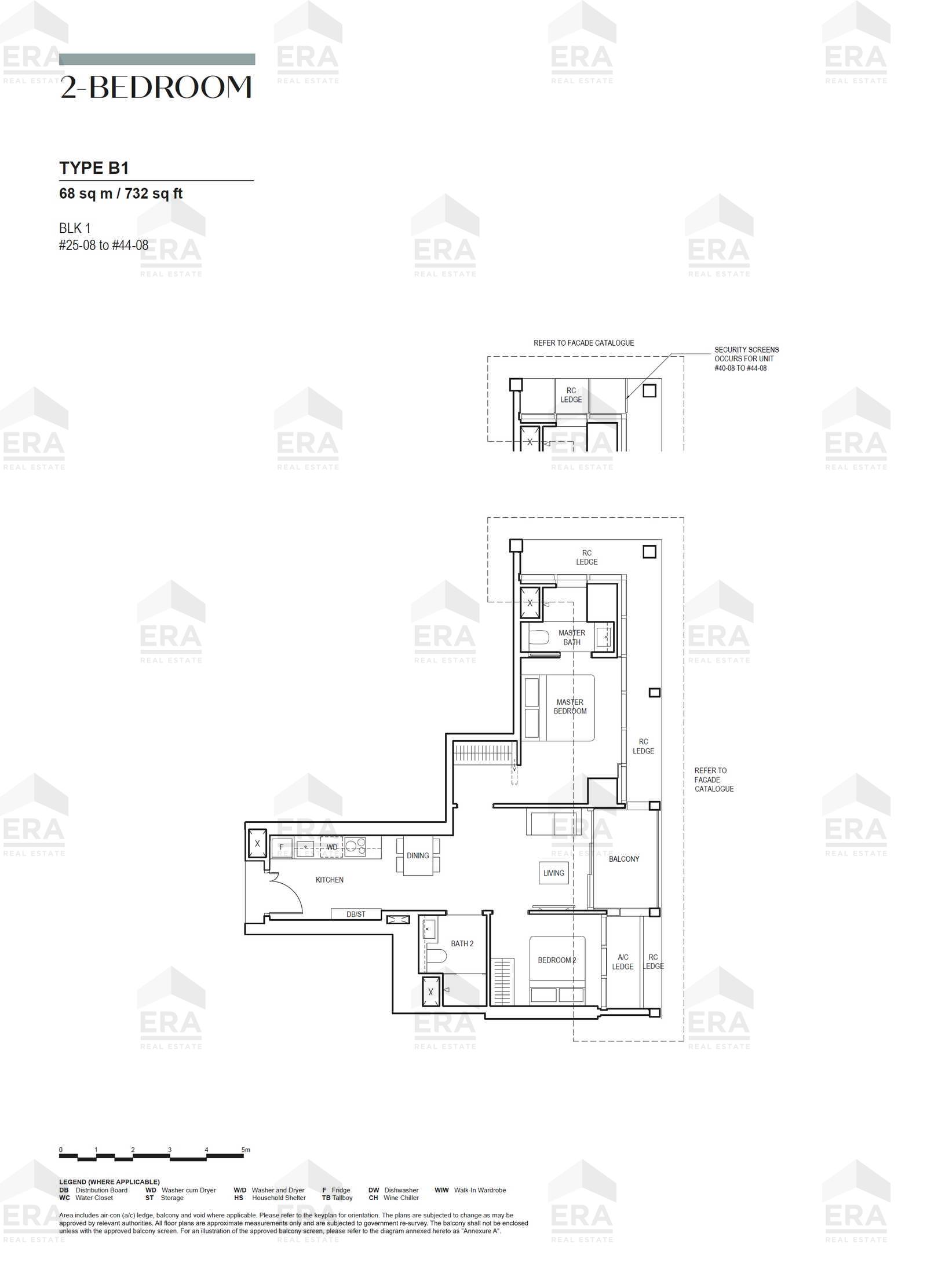 B1 · 732 sqft floor plan