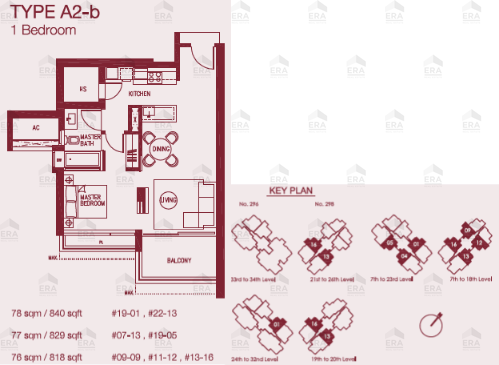 A2-b · 829 sqft floor plan